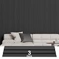 Sunlysound Wood Slat Acoustic Panels for Wall, 3 PACKS 94.5" x 12" (23.63ft²) 3D Fluted Sound Absorbing Panel, Wall Panels Sound Deadening Decor for Office, Home Theater, Studio (Black)