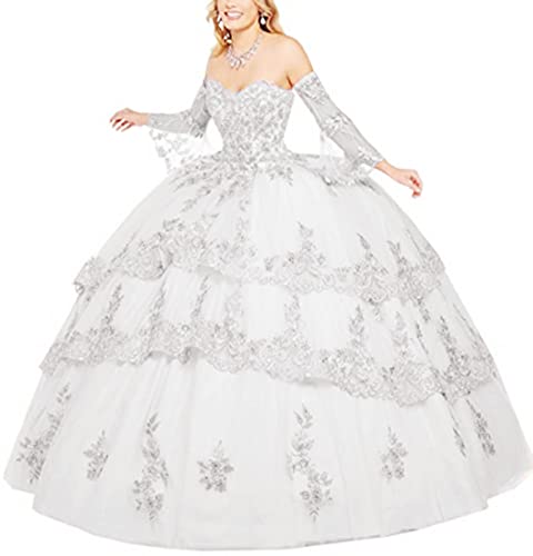 Robe de Quinceanera blanche TSxuelian en dentelle taille 52