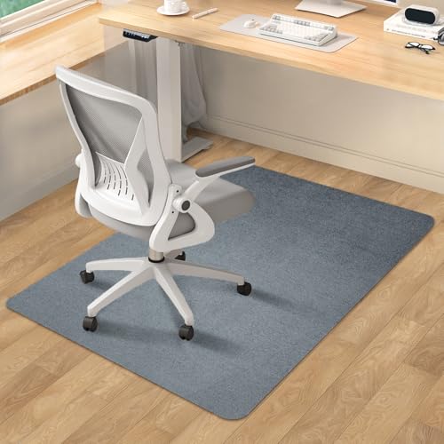 SHAREWIN Office Chair Mat for Hardwood/Tile Floor, 47'x36' Computer Gaming Chair Mat, Under Desk Low Pile Office Rug, Easy-Clean Floor Protector Mat, Dark Grey