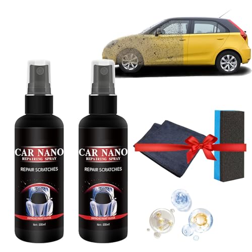 Nuracoat Nano Car Spray, Nuracoat Car Spray, Nuracoat Scratch Remover, 100ml/120ml Scratch Repair, with Towel and Sponge (100ml, 2PCS)