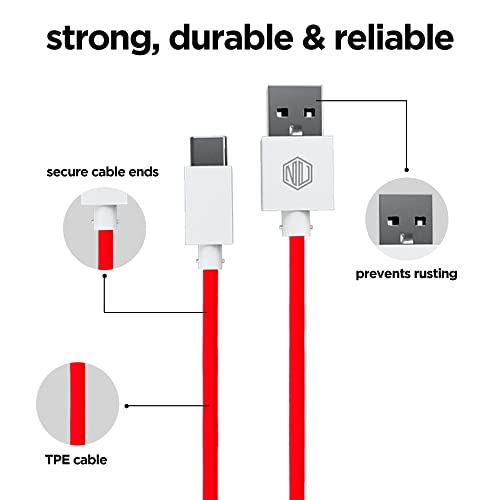 Image of Nu Republic Blaze Hypersonic 50W USB Type C Cable 3.5 A 1 m Supports All Fast Charging Technologies (Compatible with Mobile, Tablet, Laptop, Speakers, Red, One Cable)