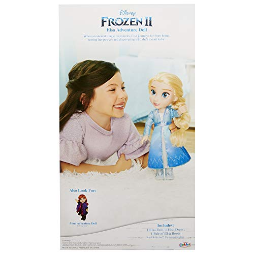 Disney muñeca Princesa Elsa con Vestido, Capa y Botas de Viaje de Frozen II, toddler 35 cm