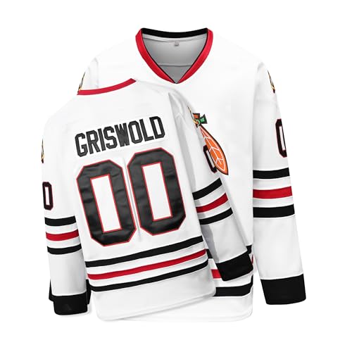 Ice Hockey Jerseys for Men - Stitched Letters and Numbers #00 X-Mas Jersey for He Husband Father White S-3XL (US Alpha X-Large Regular Regular White)
