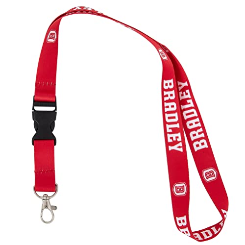 Desert Cactus Bradley University Lanyard BU Braves Car Keys ID Badge Holder Keychain Detachable Breakaway Snap Buckle (Red)