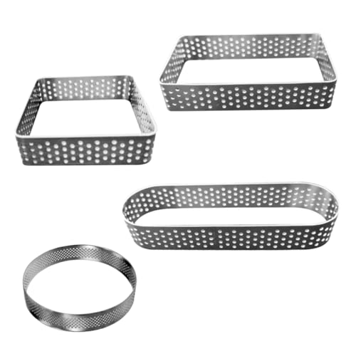 OFFSCH 4pcs Stainless Steel Cake Molds Cake Pans Shapes Set (round Square Oval Rectangle) Mousse Ring Molds for Baking