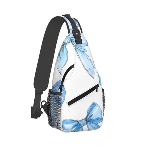 Blue Bow Multi Functional Adjustable Single Shoulder Crossbody Bag,Casual Chest Bag, Suitable For Daily Travel,Unisex2