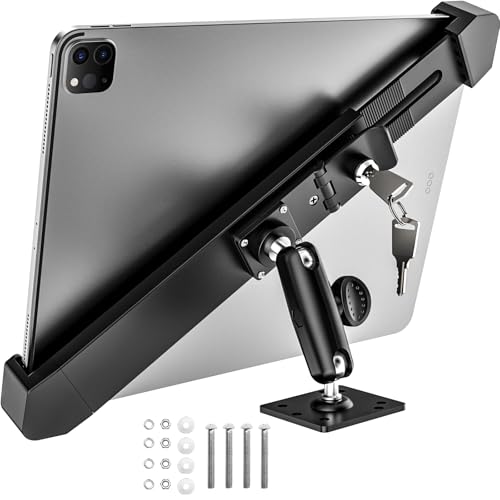 Dosvsi Support Antivol Tablette pour 9-14 Pouces iPad, Support Tablette Verrouillable pour Voiture/Mural/Bureau, Métal Robuste, Rotatif 360 degrés, pour iPad...