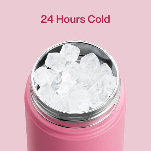 Image of ENCOOL Insulated Water Bottle with Straw Stainless Steel Water Bottle, Leak-Proof, BPA-Free, Double Wall Vacuum Keeps Cold for 24 Hours for Sports, Travel, School (18 oz, Tulip)