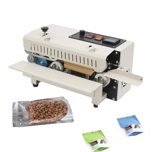 Automatic Continuous Heat Bag Sealing Machine Commercial Horizontal Band Sealer with Digital Temp & Speed Control, 0.24-0.47 in/6-12 mm Seal Width, for 0.06-0.2 mm Packing Bags Films, 110V/60HZ