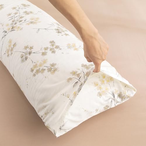 Image of ECOCOTT Pillowcase Boby Size with Vintage Wash Painting Floral Pillow Cases Set, 1 pcs 100% Cotton Pillow Covers Envelope Closure (Boby, 20 inchx54 inch)