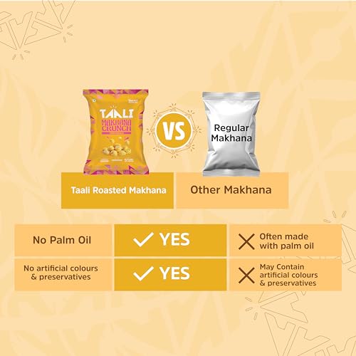 Image of Taali Roasted Makhana | 60 gm (Pack of 6) | Tikka Masala | 100% Vegatarian | Gluten Free, No Cholesterol, No Trans-Fat