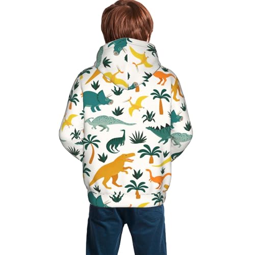 Dinosaurs and Tropical Leaves Kid Hoodies Boys Sweatshirts Girls Pullover with Pocket4