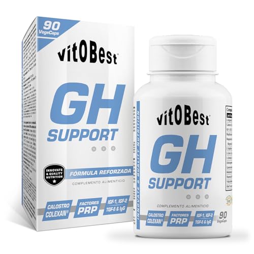 VITOBEST | GH Support Suplemento Hormona del Crecimiento | Estimula la formación de hormona del crecimiento | Fórmula a base de Calostro (Colexan®), aminoácidos, vitaminas y minerales | 90 VegeCaps