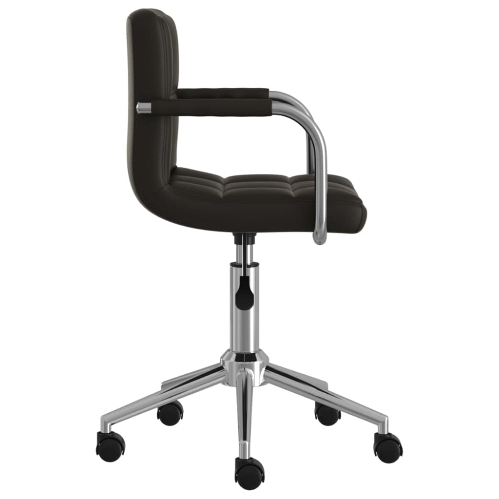 Silla de oficina giratoria de piel sintética negra acolchada con estructura de acero cromado y muelle de gas para mayor comodidad y rotación de 360 grados, ergonómica