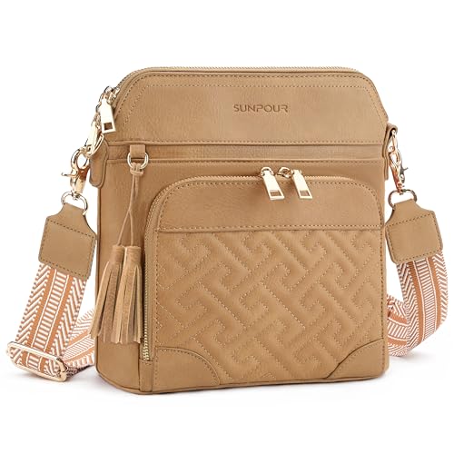 Image of Crossbody Bags for Women with Built In Wallet,RFID Travel Purse | Quilted Design, RFID Protection, Multiple Compartments, Organized Storage, iPad Compatible, Adjustable Strap