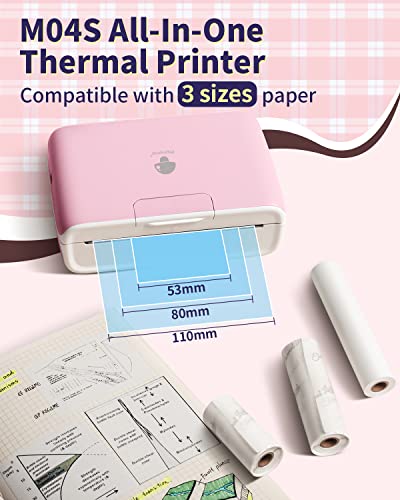 Phomemo 4" Portable Thermal Printer Printpods- Bluetooth Inkless Printer, Support 2/3/4 inch Printing Width, 300dpi, Compatible with Phones, Computer, Ideal for Documents, Notes, Label, Sticker