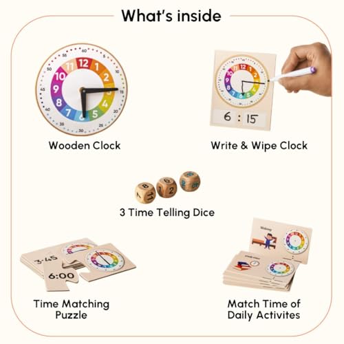 Image of Curious Cub Learning Clock for Kids | Educational Toys for 5+ Year Old | Fun Time Learning Kit | Activity Toys for 6 Year Old Boys, Girls & Educational Board Games for Kids | Ideal Birthday Gift