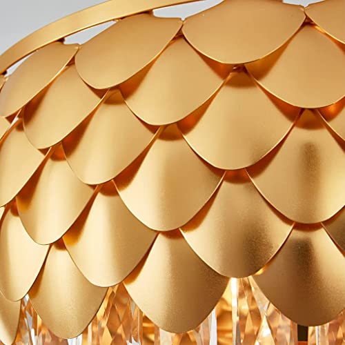 Image of SUANI Pineapple Shape Full Golden Italian K9 Glass Crystal Decorative Premium Luxury Chandelier Ceiling Lamp | Exquisite Design | Golden, Round, (400) mm