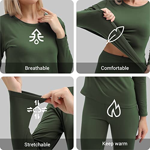 Image of PISIQI Thermal Underwear Women Ultra-Soft Long Johns Set Base Layer Skiing Winter Warm Top & Bottom