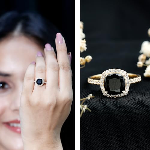 Lab Created Black Diamond Engagement Ring with Diamond for Women, 3.50 cttw2