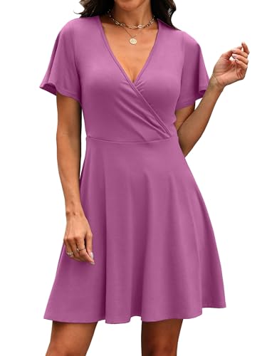 Image of RUMIA Women Casual Dresses Wrap V Neck Dress A-Line Summer Sundress Fashion