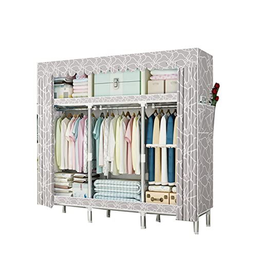 AWSAD Wardrobe Organiser Strong and Thick Cloth Wardrobe Fully Enclosed Steel Tube Thickened Reinforcement Three Sizes Rental Room Storage (Size : 130x45x170 A)