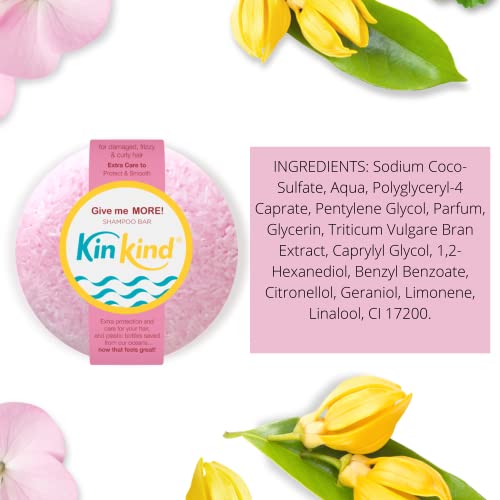 KinKind Give me MORE! Shampoo Bar for for Curly Damaged & Frizzy hair. Extra Care & Protection. Up to 50 washes. Vegan. No silicones or parabens. UK made. 50g - Image 2