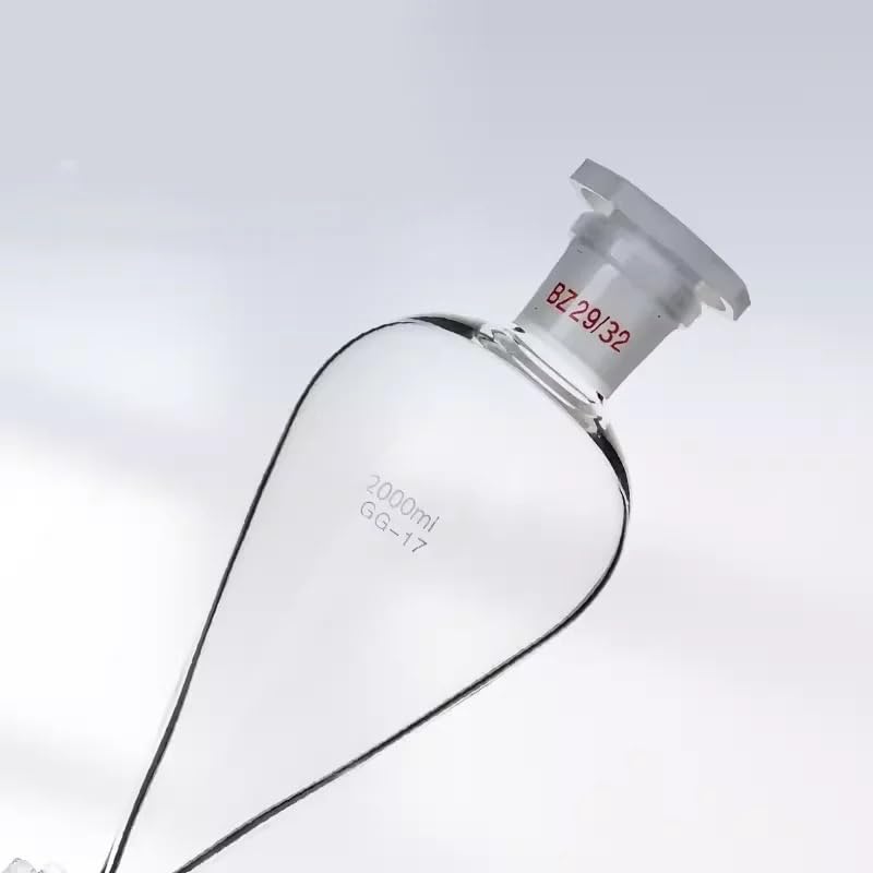 30ml to 1000ml Glass Pear-Shaped Separation Funnel with Glass and PTFE Piston - Ideal for Laboratory Use(500ml (Glass Piston))
