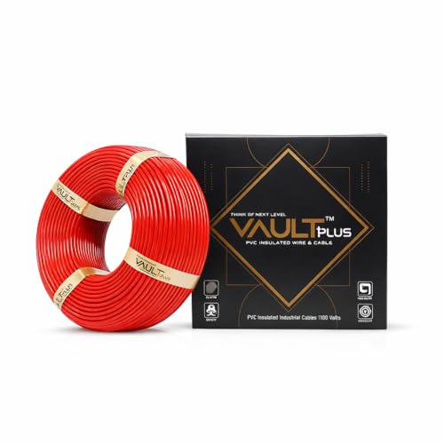 Image of VAULTPlus Red 4MM 90 MTR CCA Copper Electrical Wire | Conductivity Cable for Home & Industrial Wiring