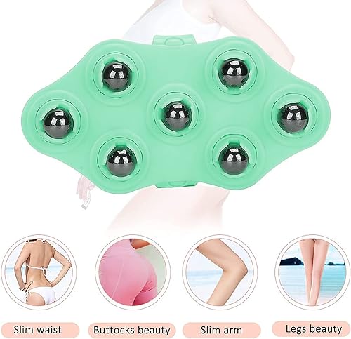 Image of RIVAAN's Palm Shaped Massage Glove, a portable manual massager with 7x 360-Degree magnetic roller balls for a deep tissue massage, for relieving muscle pain of the entire body (Green- 1 Pcs)