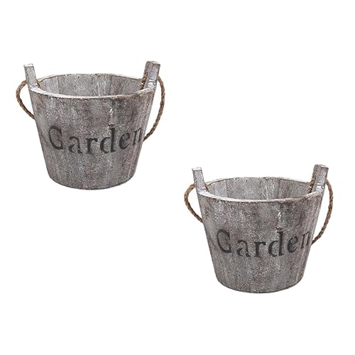 Healifty 2pcs Vintage Wooden Succulent Flower Pot Planters for Cactus and Indoor Garden Decor Creative Chic Wooden Containers for Balcony and Home Display