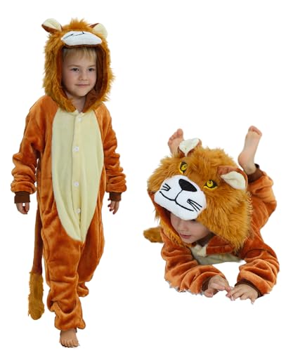 Seawhisper Löwenkostüm Kinder Löwen Kostüm Overall Tier Kinderkostüm Faschingskostüme 98 104