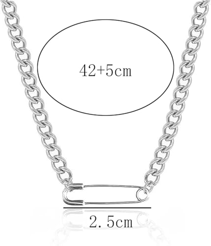Safety Pin Necklace for Women Mens Silver Chain Saftey Pin Personalized Necklace Cute Dainty Girlfriend Cheap Punk Jewelry2