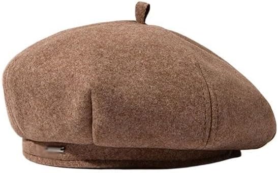 Outdoor Warm Woolen Beret Versatile Octagonal Hat for Women in Winter