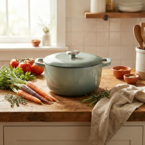5.5QT Enamel Cast Iron Dutch Oven with Lid,Dual Handles,Versatile Heavy-Duty Non-toxic Cookware for Sourdough Bread Baki - Additional View