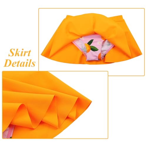 Image of BAOHULU Girls Two Piece Swimsuits Rash Guard Ruffle Bikini Skirt Short Sleeves Beach Dress Swimwear UPF 50+ 3-12Y
