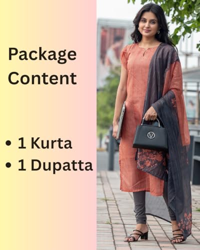 Image of Sun Fashion And Lifestyle Women's Chanderi Stitched Printed Kurta Dupatta (KD6 Fentav1)