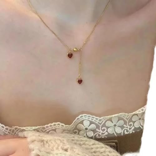 Collier double cœur imperméable qui ne noircit pas pour femme active