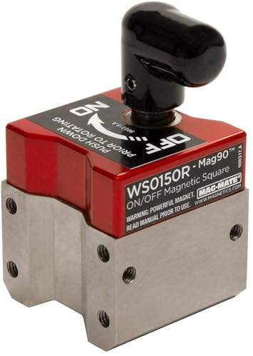 Image of MAG-Mate WS0150R On/Off Magnetic Square, Powerful Magnets and Welding Accessories, 150 lbs. Holding Capacity, 2.75" H X 1.5" W X 1.5" L, Red/Silver