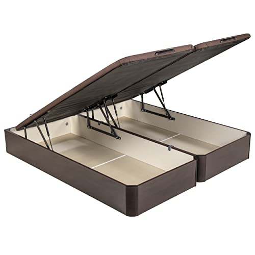 What The Sleep | Canapé Abatible de Madera Gran Capacidad | 180x182 | 2 Canapés Abatibles 90x182 Unidos | Montaje y Retirada Usado Incluido | Wengué | 32 cm | Apto Todos Colchones | Storage Bed
