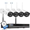 【Dual Wi-Fi,2-Way Audio】 2K WiFi Security Camera System,3 Megapixels,Expandable 8CH NVR,1TB Hard Drive,12V DC Power…