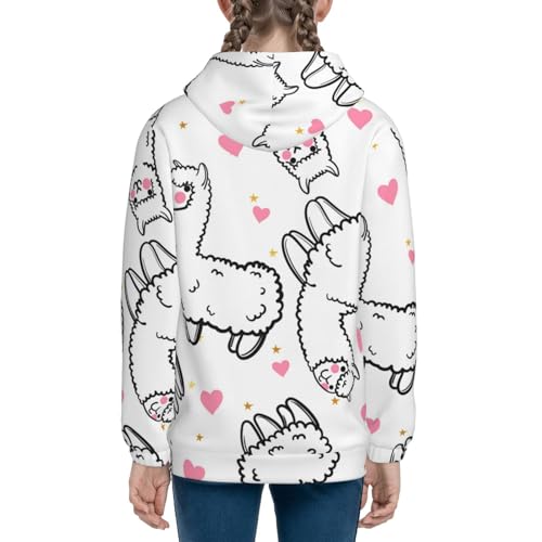 Alpacas and Hearts Kid Hoodies Boys Zip Up Sweatshirts Girls Pullover with Pocket 5