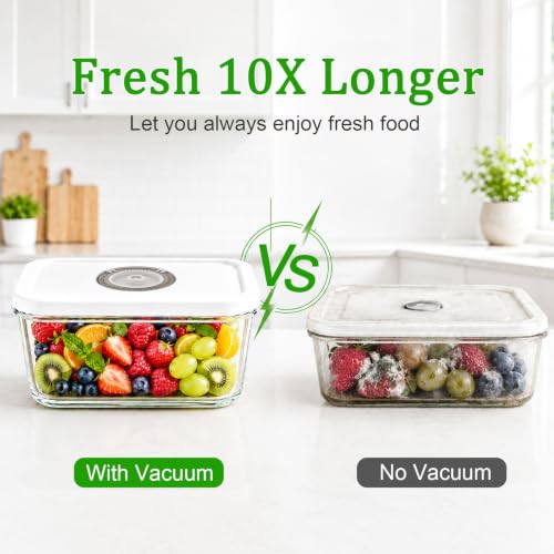 Image of Vacuum Seal Containers,3pcs Glass Vacuum Seal Containers for Food Storage