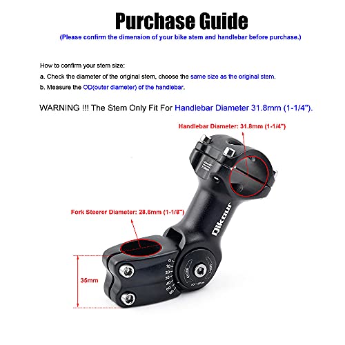 Qikour SCT-BS Bike Stem Adjustable 60 Degree 31.8Mm (1-1/4") / 25.4Mm (1") Handlebar Stem thumb #1