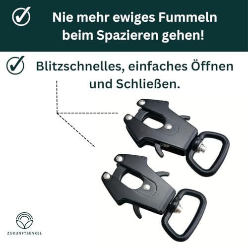 Karabiner Hundeleine, Hundhalsband Schnellverschluss, Karabinerhaken, Frosch Clip, Schnellverschluss Schnalle, Verschluss Schwarz (4cm, Eckiges Ende)