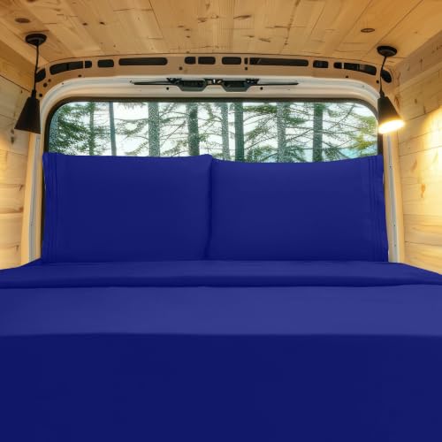 Image of Elegant Comfort Luxury 1500 Premium Hotel Quality Microfiber 4-Piece Sheet Set - Wrinkle Resistant, All Around Elastic Fitted Sheet, Deep Pocket up to 16 inch, RV Short Queen, Royal Blue