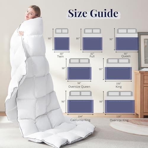 Ubauba Goose Down Duvet Insert Queen - All Season Cool Touch, 100% Cotton Shell for Hot Sleepers, Lightweight Hotel Quality, White 90x90 Inch - image 8