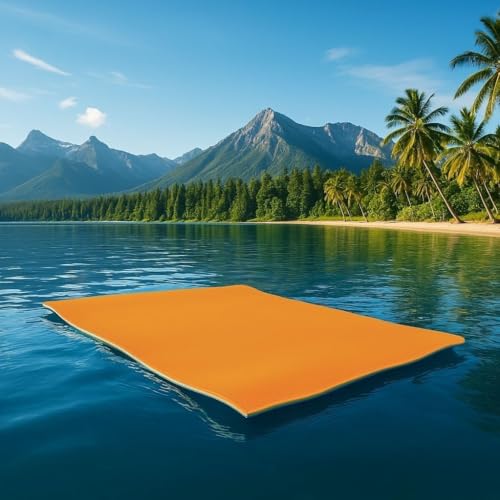 Lily Pad Floating Mat, 6'/9'/12’ Floating Water Mat, 3 Layer Tear-Resistant XPE Foam Portable Lily Pad Float with Elastic Bungee Tether for Adults Kids, Non-Slip Water Floating Mat in Beach Ocean Pool