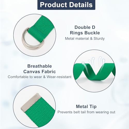 Image of WHIPPY Mens Canvas Belt with Metal Double D-ring 1 1 /2 inch Wide Plus Size Unisex Web Cloth Casual Belt for Jeans Pants