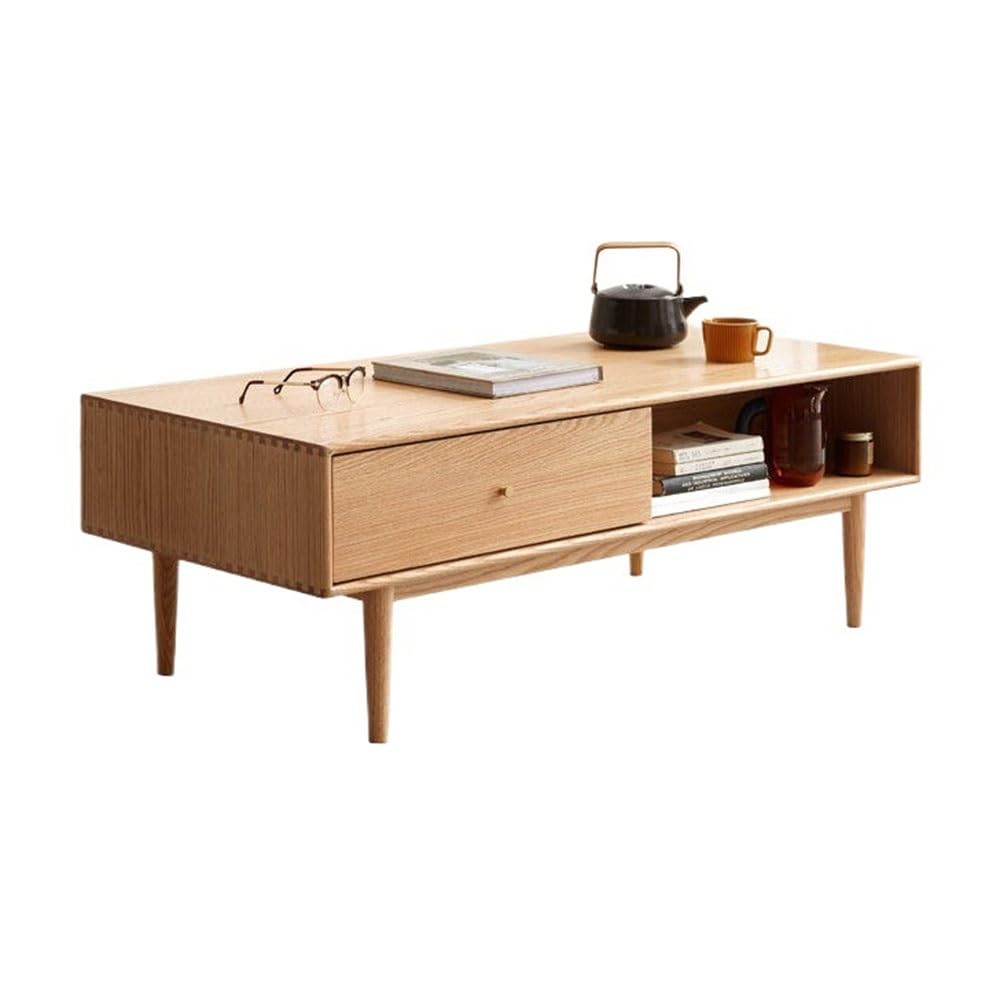 ZTHYSHOZ Side Table Dual-Sided Storage Coffee Table Sliding Door Drawer Light Finish